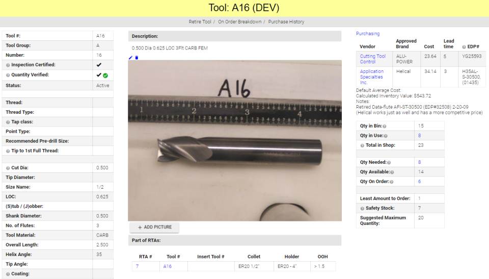 screenshot of ProShop ERP